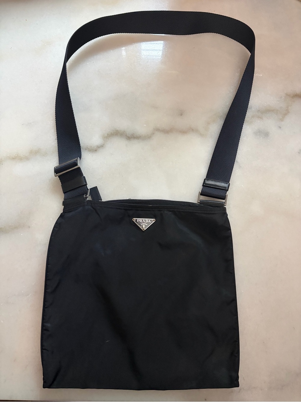 Prada Black Nylon Messenger Crossbody Bag with Adjustable Strap